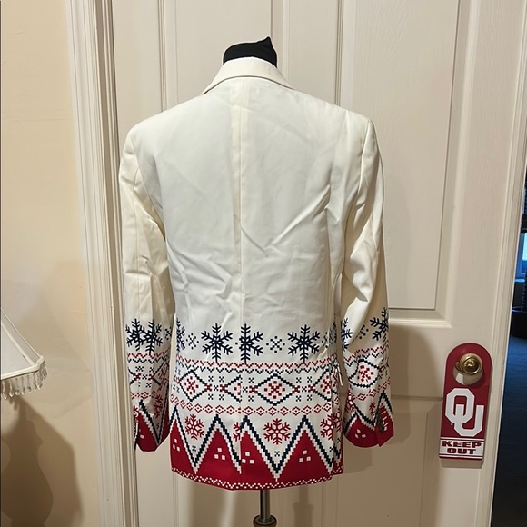 Shinesty Red and Cream Nordic Holiday Pattern Blazer Jacket size 36 - Picture 7 of 12